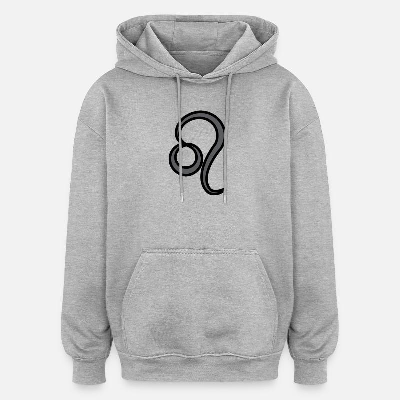 Löwe Sternzeichen Symbol Schwarz & Grau - Oversized Unisex Hoodie - Grau meliert