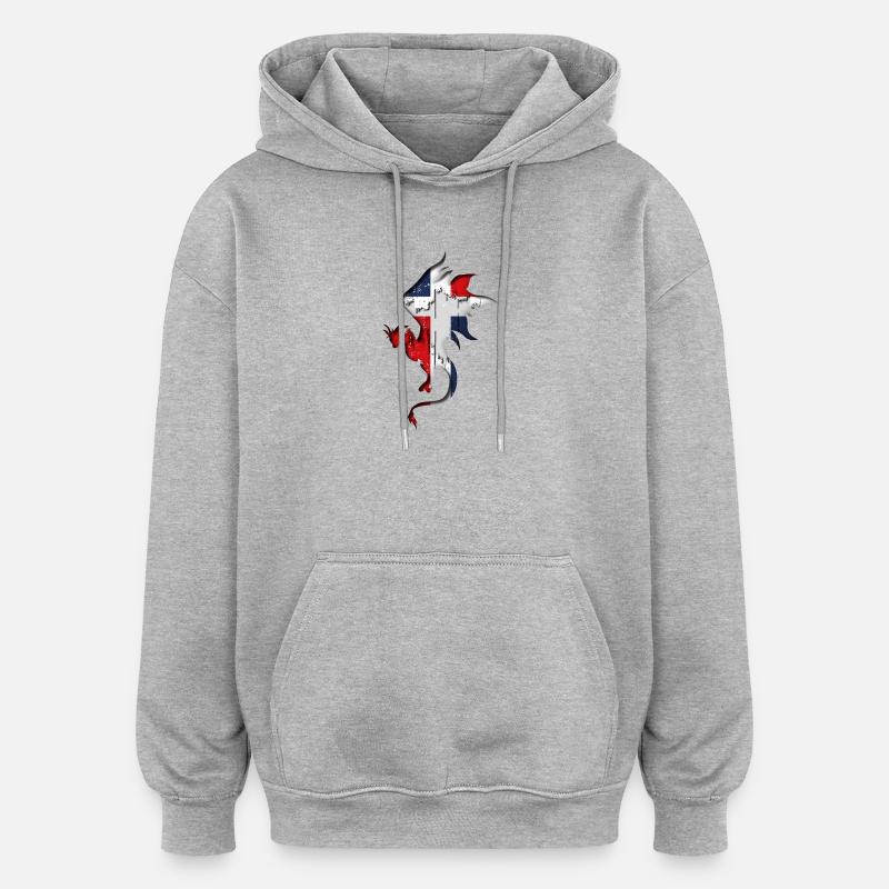 Drapeau de la République dominicaine - Sweat à capuche oversize unisexe - gris chiné
