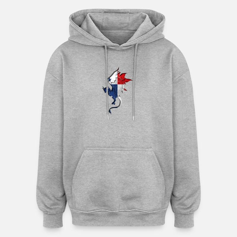 Drapeau du Panama - Silhouette de dragon - Sweat à capuche oversize unisexe - gris chiné