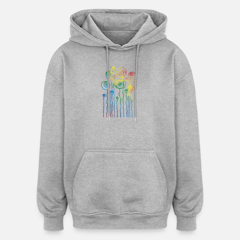 Fleur - Sweat à capuche oversize unisexe - gris chiné