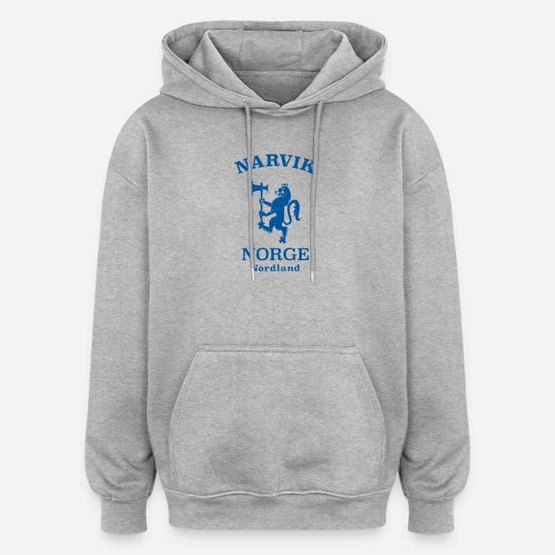 Narvik, Norvège, Norvège - Sweat à capuche oversize unisexe - gris chiné