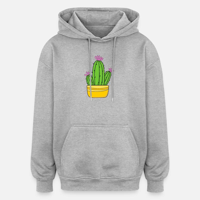 Cactus - Sweat à capuche oversize unisexe - gris chiné