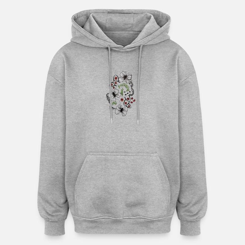 Cercle de Fleurs Papillon - Sweat à capuche oversize unisexe - gris chiné