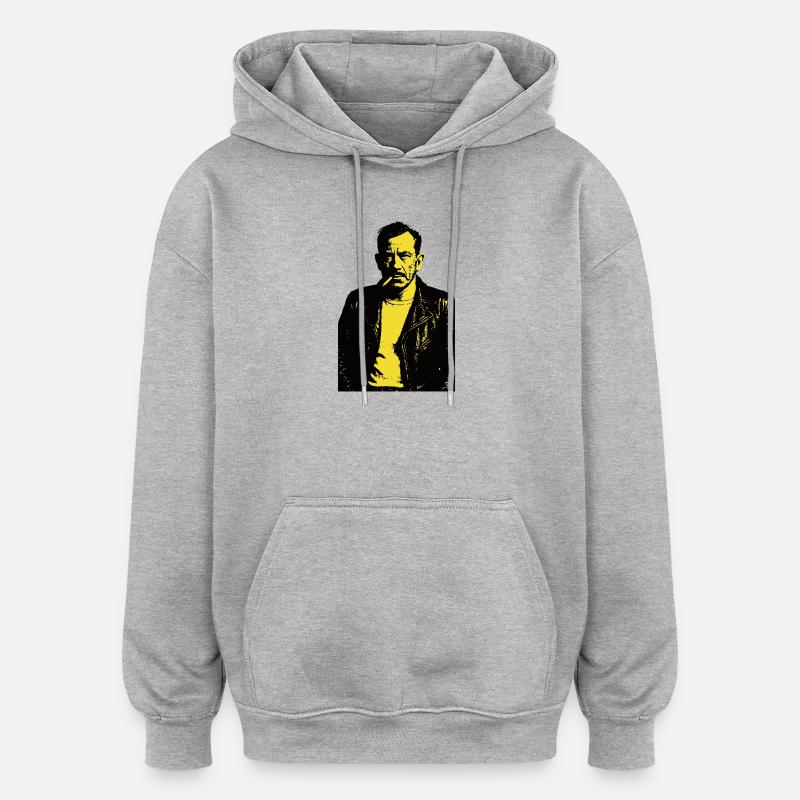 John Steinbeck Noir Rebel Portrett - Oversized unisex-hettegenser - gråmelert