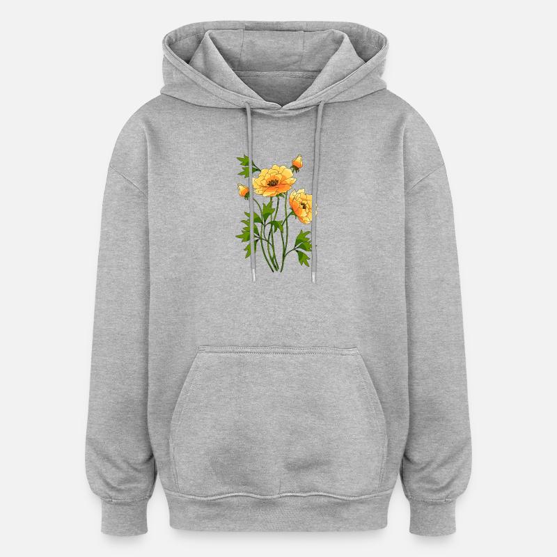 Blumen - Oversized Unisex Hoodie - Grau meliert