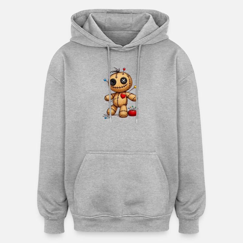 Poupée vaudou avec des aiguilles - Sweat à capuche oversize unisexe - gris chiné