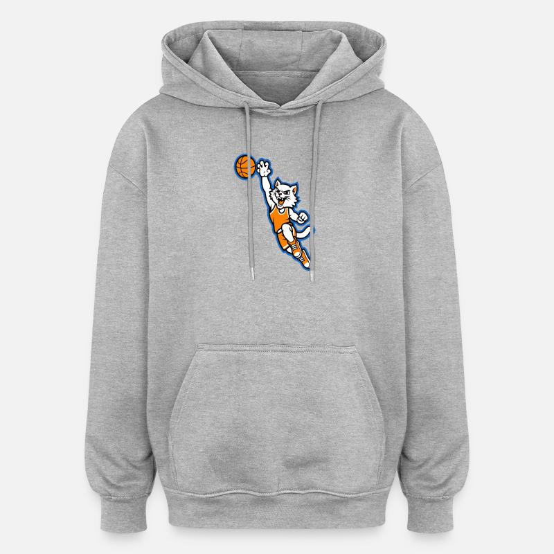 Mascotte du dunk de basketball Wildcat - Sweat à capuche oversize unisexe - gris chiné
