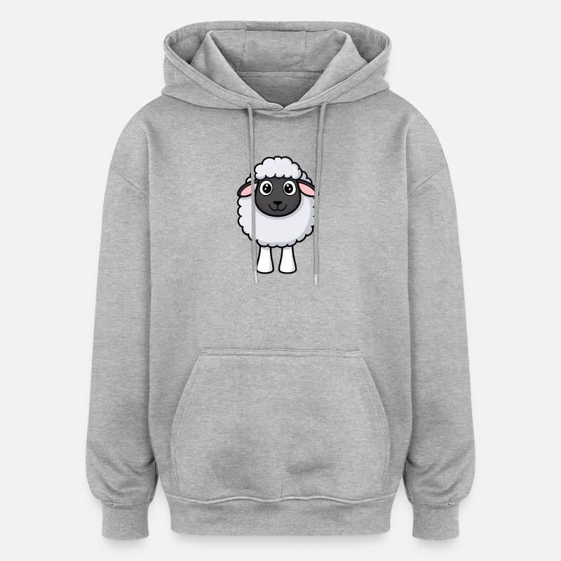 Design de câlins moutons poillés - Sweat à capuche oversize unisexe - gris chiné
