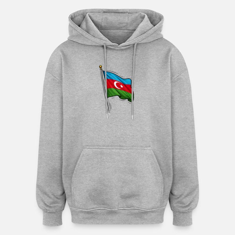 Conception du drapeau de l’Azerbaïdjan - Sweat à capuche oversize unisexe - gris chiné