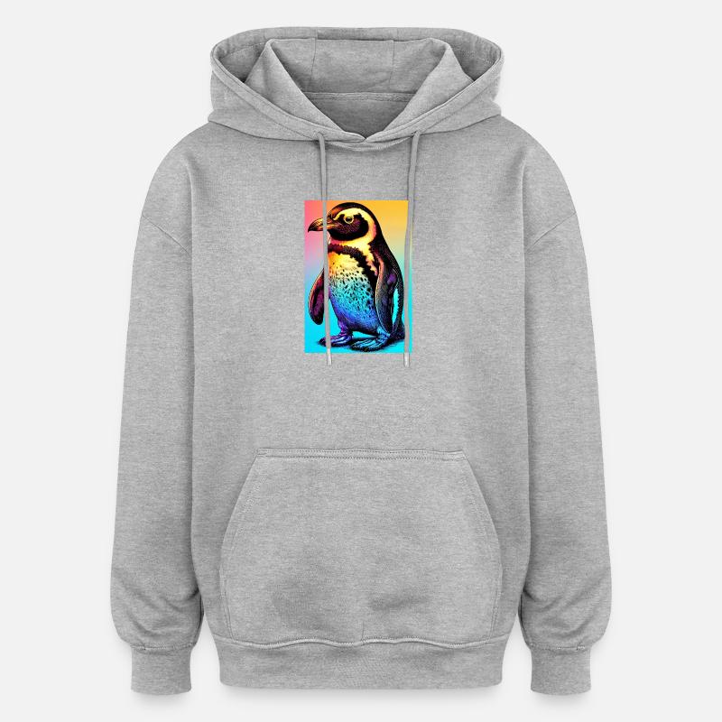 pingouin - Sweat à capuche oversize unisexe - gris chiné