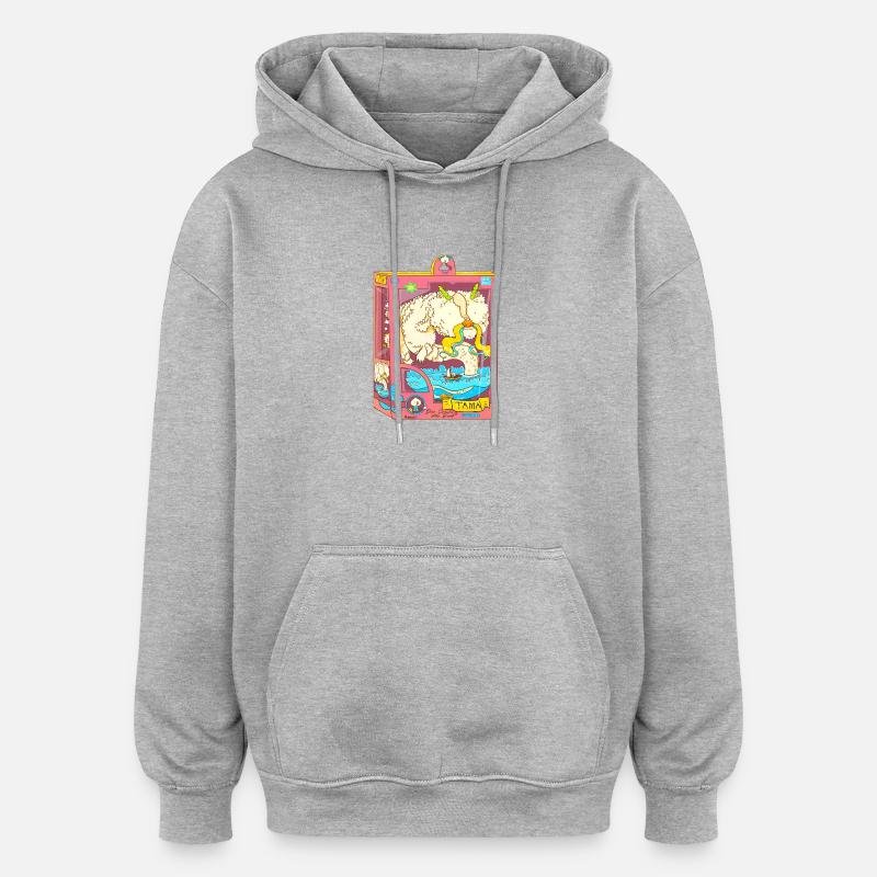 Der Drache und das Boot - Oversized Unisex Hoodie - Grau meliert