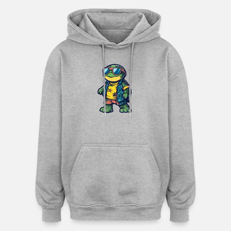 Schildkröte Comic Urlaub - Oversized Unisex Hoodie - Grau meliert