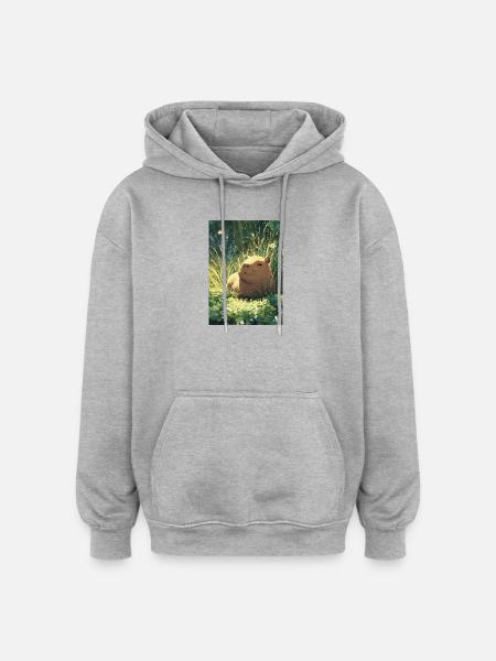 Sun hamster in the grass - Oversized Unisex Hoodie - heather grey