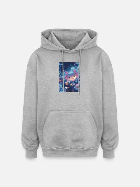 Axolotl Abyssal Fairy Fish - Oversized Unisex Hoodie - heather grey