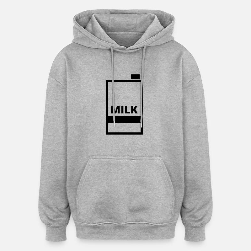 Lait - Sweat à capuche oversize unisexe - gris chiné