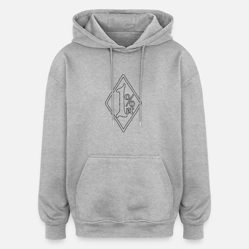 1% - Sweat à capuche oversize unisexe - gris chiné