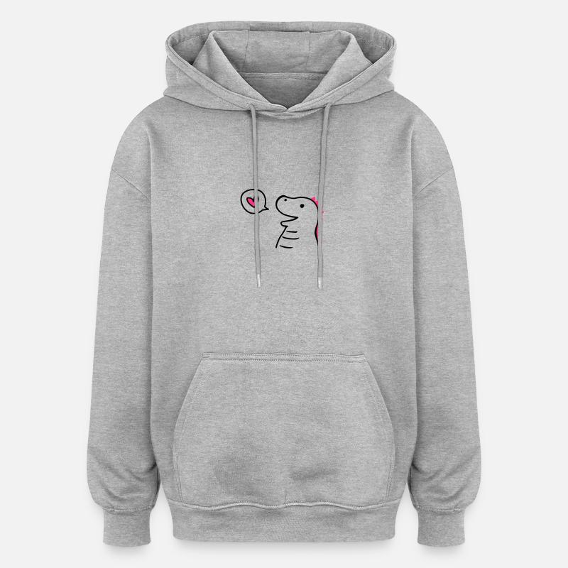Cute Dino - Sweat à capuche oversize unisexe - gris chiné