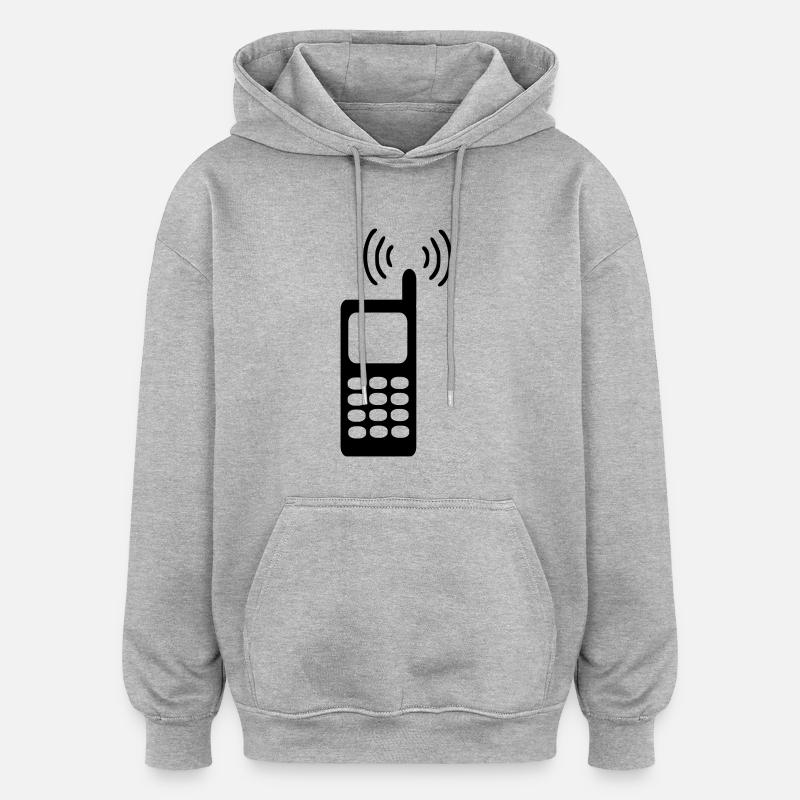 Téléphone - mobile - Sweat à capuche oversize unisexe - gris chiné