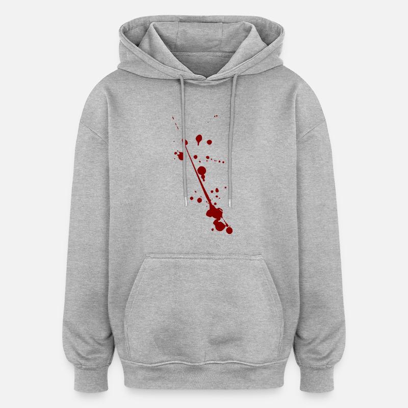éclaboussures d'éclaboussures de sang Halloween - Sweat à capuche oversize unisexe - gris chiné
