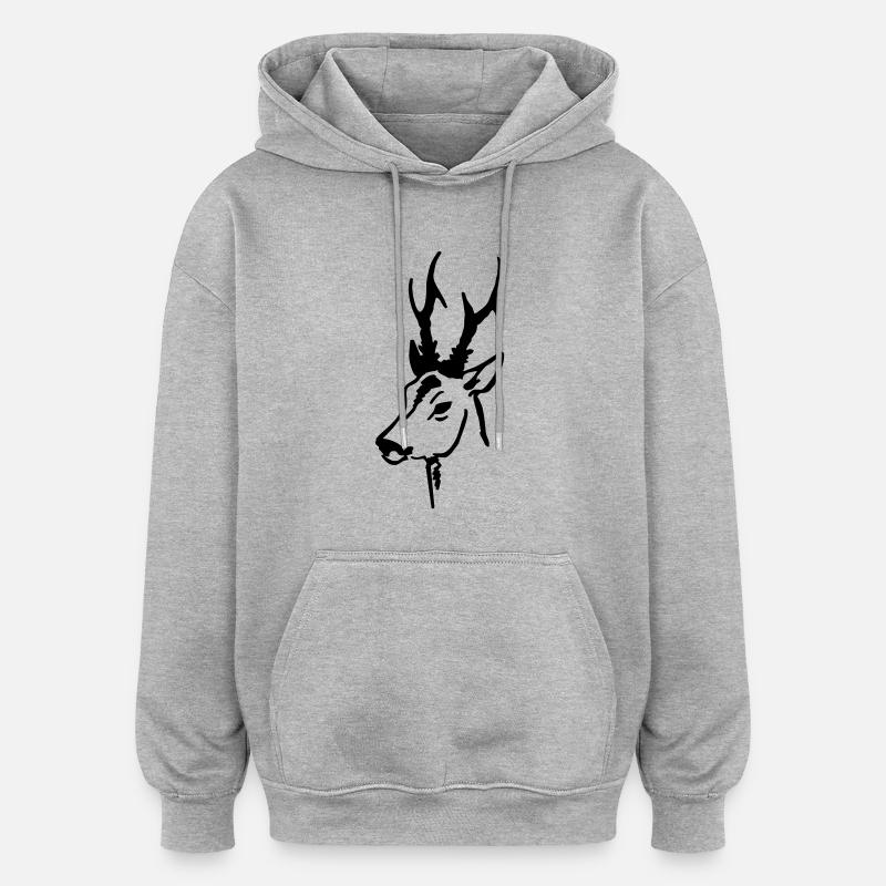 Roebuck - Sweat à capuche oversize unisexe - gris chiné