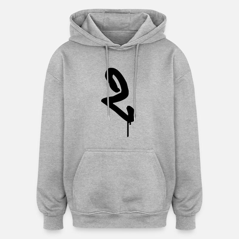 Graffiti: 2 - Sweat à capuche oversize unisexe - gris chiné