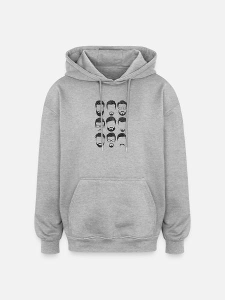Beard and haircut pattern - Oversized Unisex Hoodie - heather grey