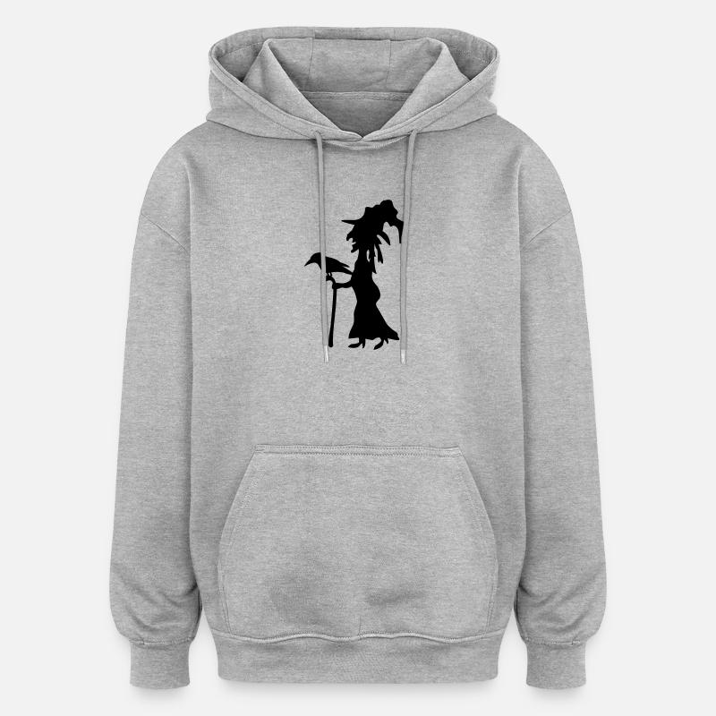 Abstrakte Hexen Silhouette - Oversized Unisex Hoodie - Grau meliert