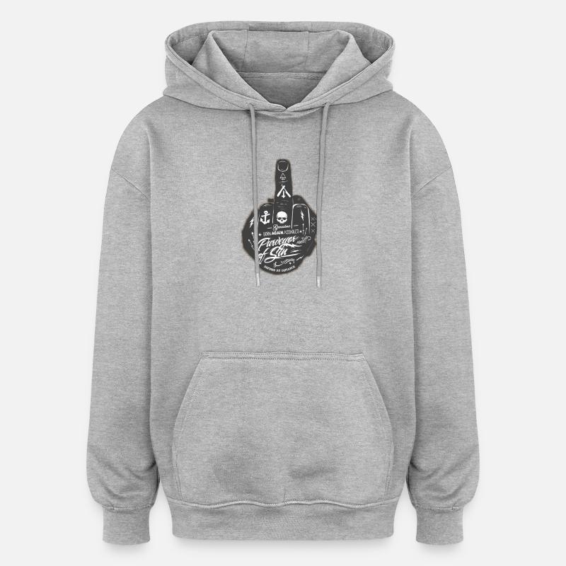 Mittelfinger - Oversized Unisex Hoodie - Grau meliert