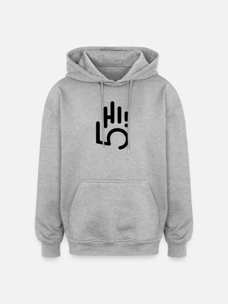 HI5 hi five - Sweat à capuche oversize unisexe - gris chiné