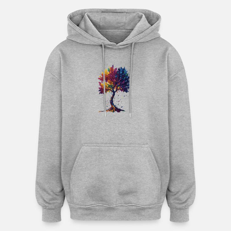 Arbre de vie - Sweat à capuche oversize unisexe - gris chiné