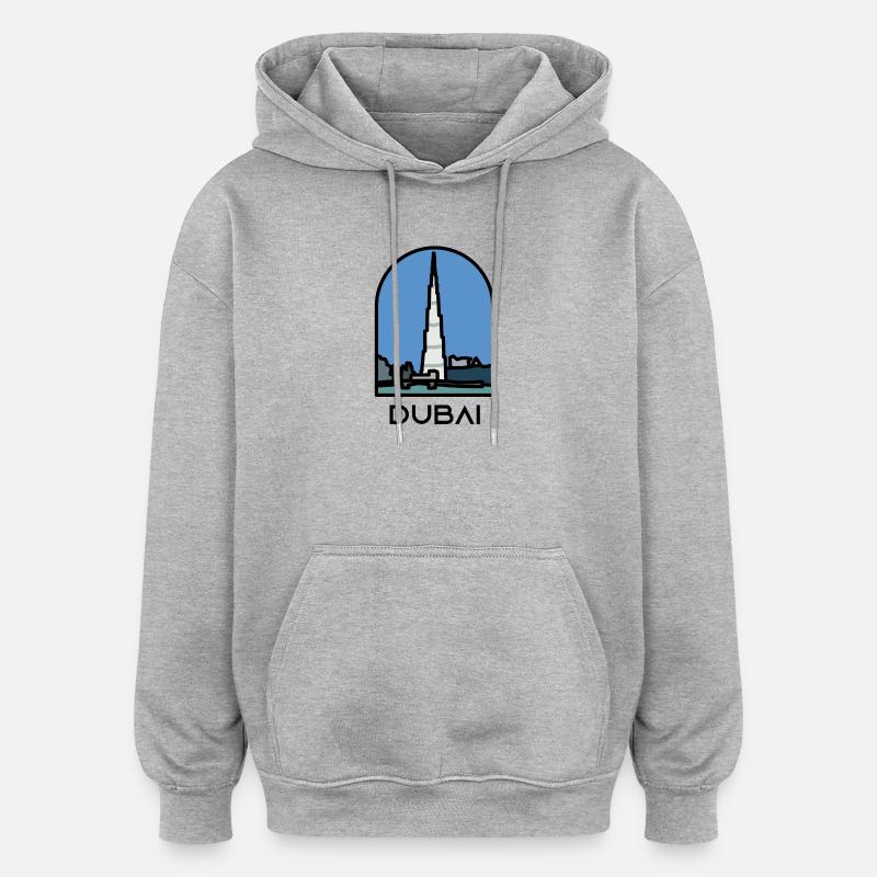 Dubaï - Burj Khalifa - Sweat à capuche oversize unisexe - gris chiné