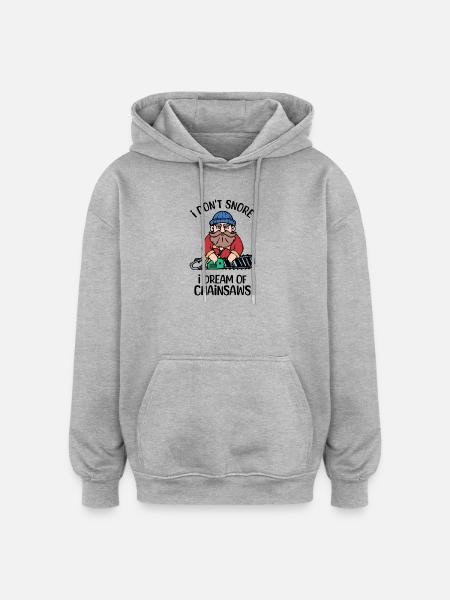 Saw Statement Wood Chainsaw Lumberjack Woodland - Oversized Unisex Hoodie - heather grey
