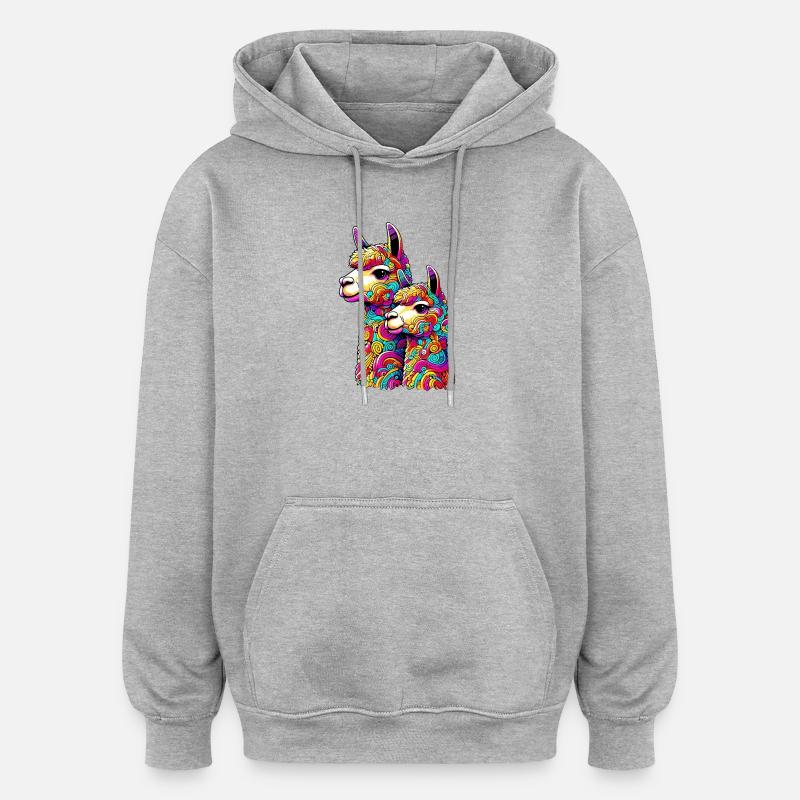 Alpaka - Oversized Unisex Hoodie - Grau meliert