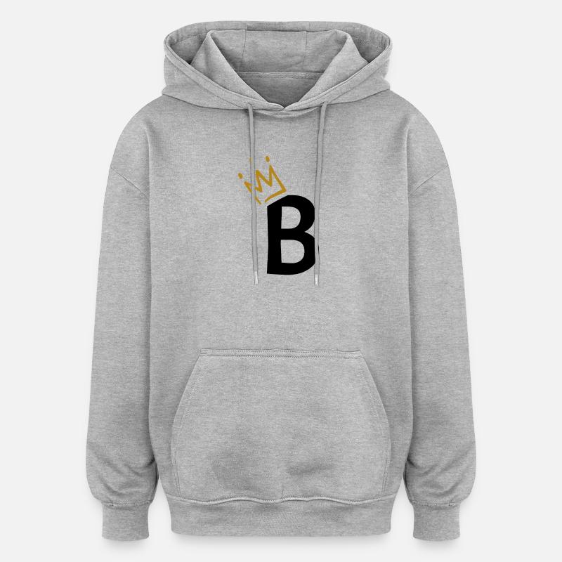 Buchstabe B - Anfangsbuchstabe B - Oversized Unisex Hoodie - Grau meliert