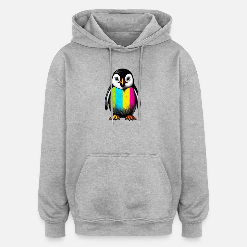 Penguin - Oversized Unisex Hoodie - heather grey