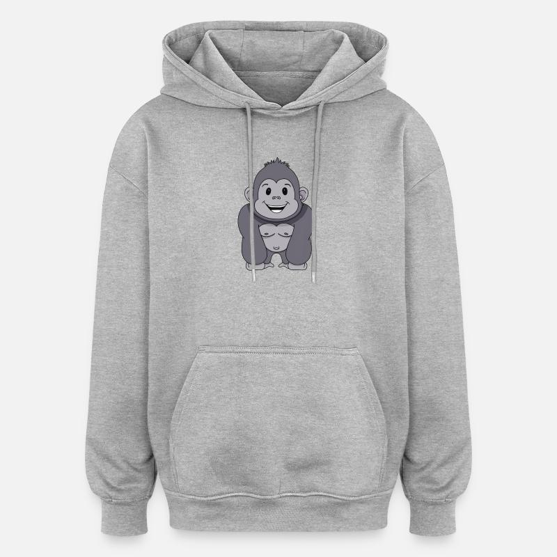 Singe gorille - Sweat à capuche oversize unisexe - gris chiné