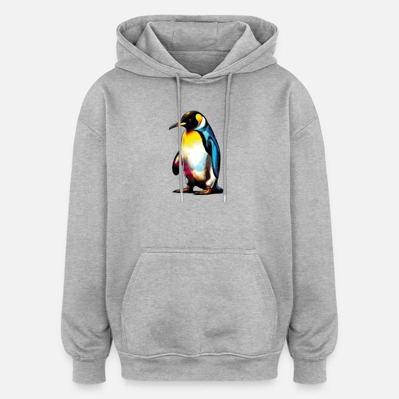 Pingouin - Sweat à capuche oversize unisexe - gris chiné