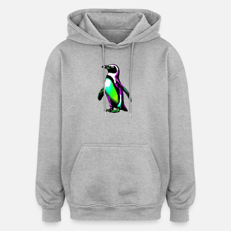 Pingouin - Sweat à capuche oversize unisexe - gris chiné