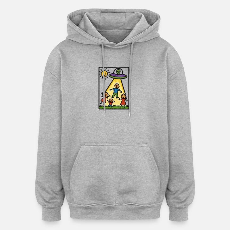 OVNI emmène papa avec lui ! - Sweat à capuche oversize unisexe - gris chiné