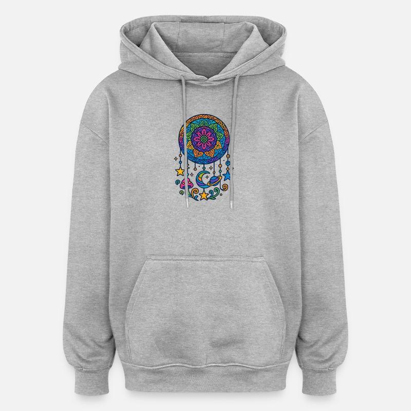 Psychedelischer Traumfänger im Universum - Oversized Unisex Hoodie - Grau meliert