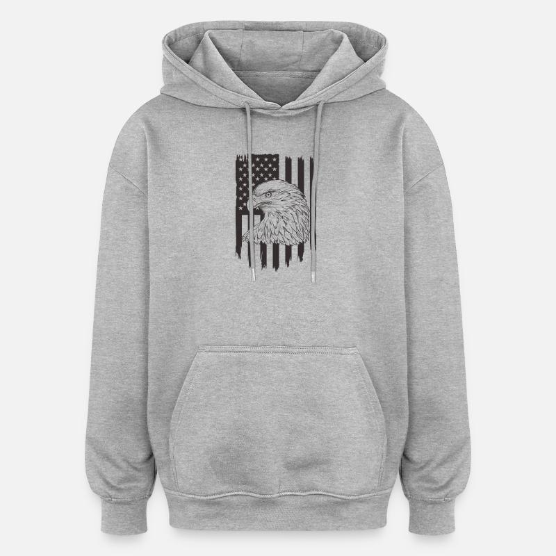 Majestueux Eagle America Flag Design - Sweat à capuche oversize unisexe - gris chiné