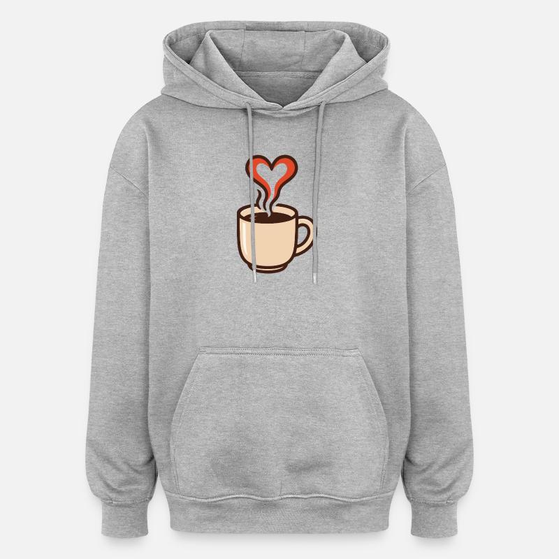 Un café réconfortant - Sweat à capuche oversize unisexe - gris chiné