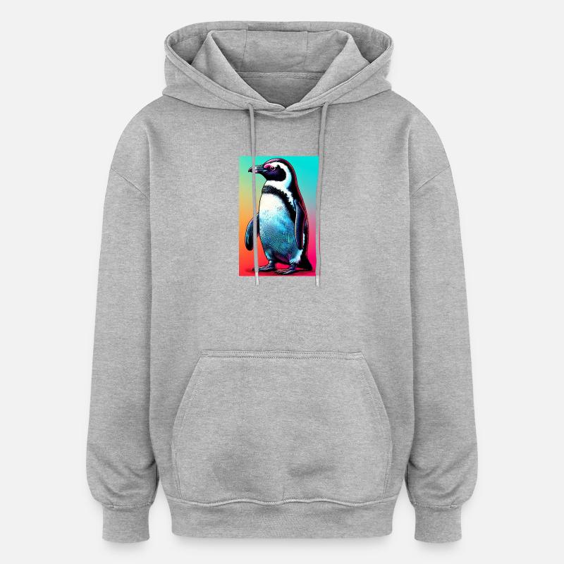 Pinguin - Oversized Unisex Hoodie - Grau meliert