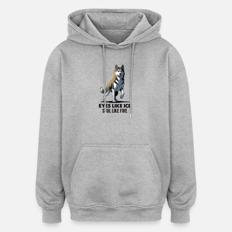 Fier husky - Sauvage et loyal - Sweat à capuche oversize unisexe - gris chiné