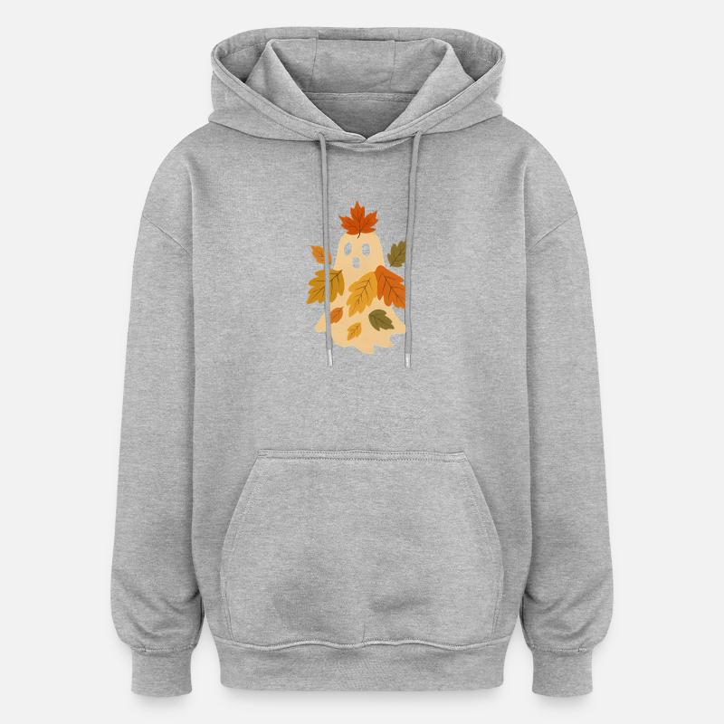 Herbstgeist mit Blättern - Oversized Unisex Hoodie - Grau meliert