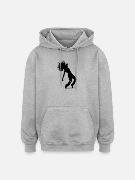 B-Girl Silhouette – Breakdance Power Move - Oversized Unisex Hoodie - heather grey