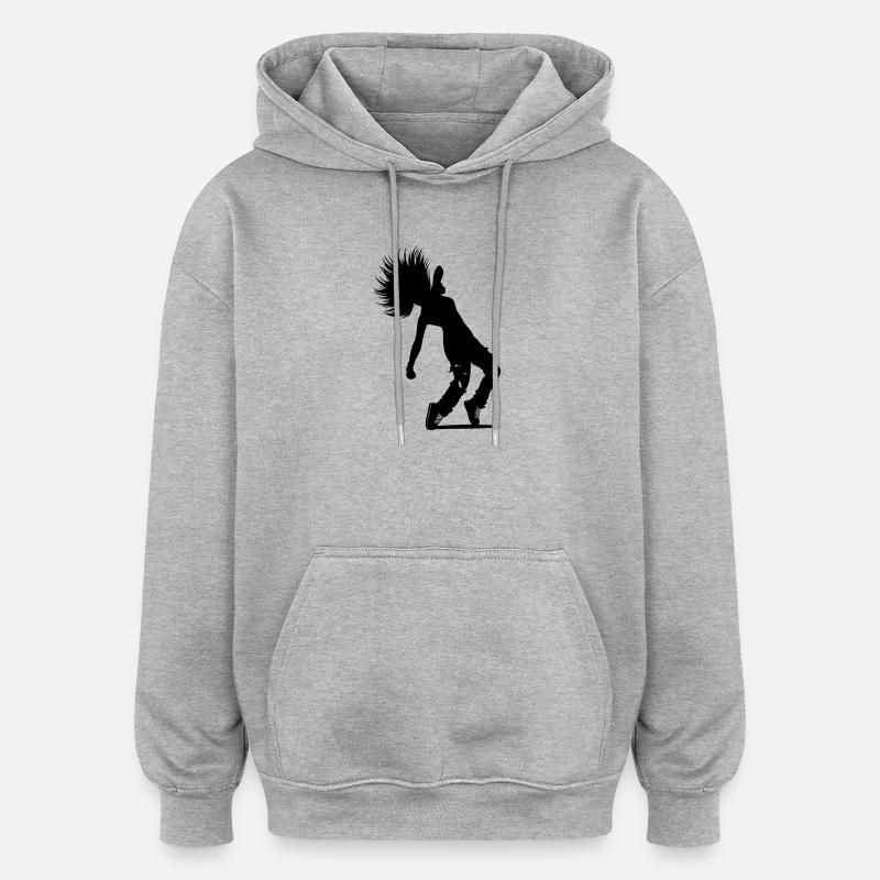 B-Girl Silhouette – Breakdance Power Move - Sweat à capuche oversize unisexe - gris chiné