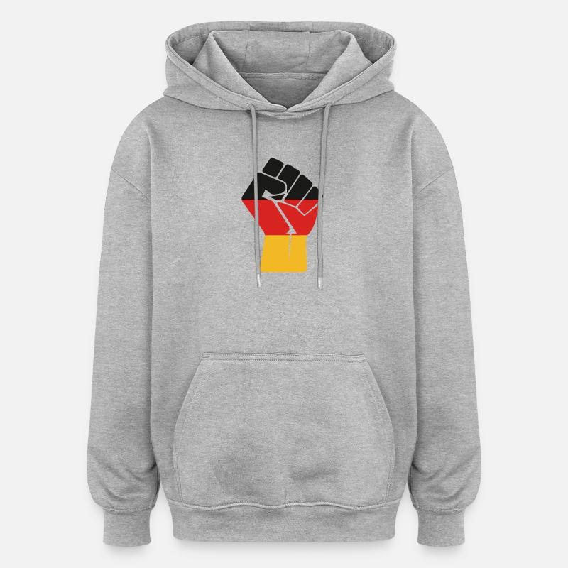 Flaggenfaust Kraft der Einheit - Oversized Unisex Hoodie - Grau meliert