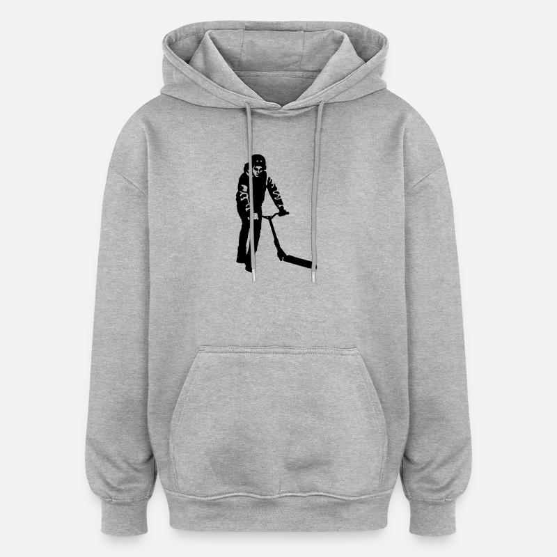 Trottinette - Sweat à capuche oversize unisexe - gris chiné