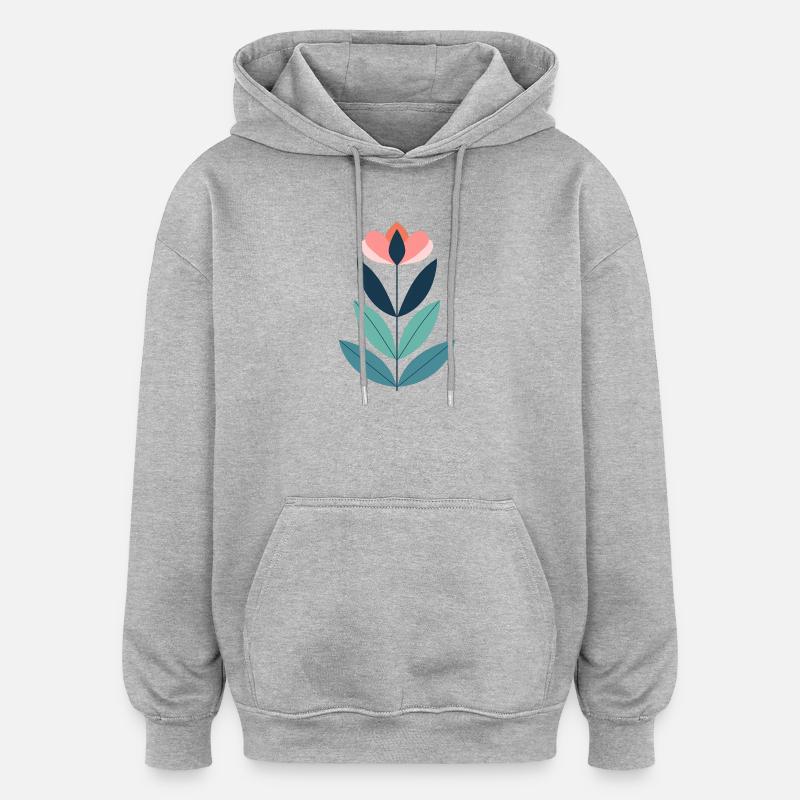 Illustration de fleur moderne géométrique - Sweat à capuche oversize unisexe - gris chiné